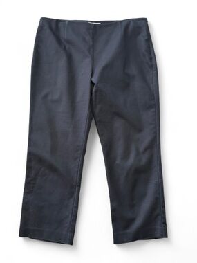 Charter Club Black Flat Front Cropped Pants, Women's Size 12